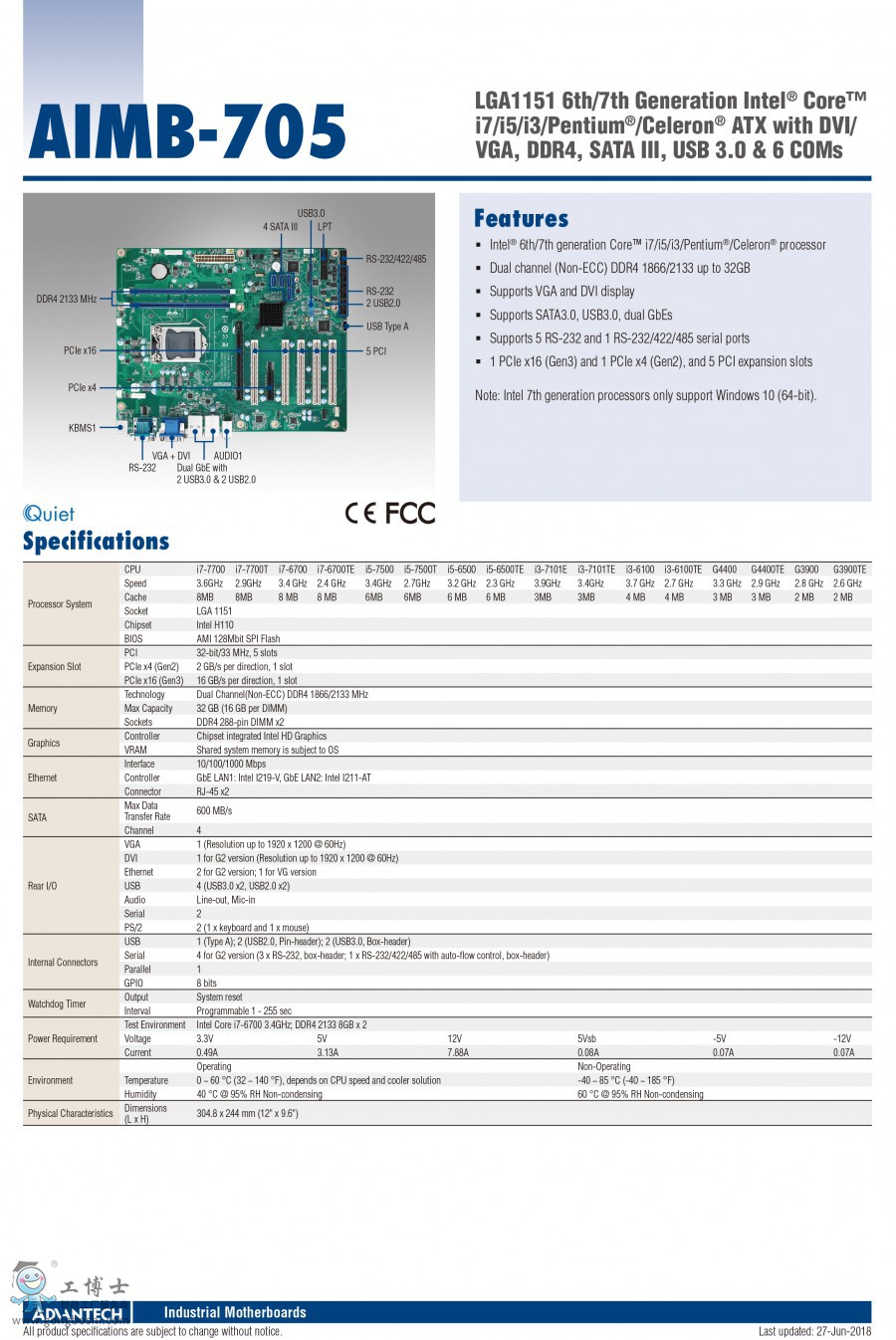 Scheda madre Advantech master AIMB-7052